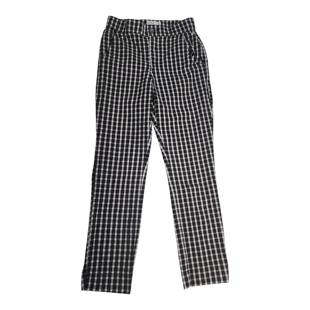 Hollister Gingham Pants Women XS Black White Checkered Preppy Classic Slim Fit